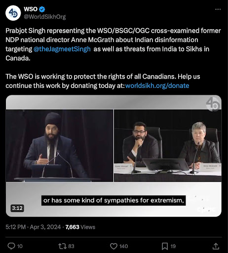 Coalition of Sikh Organisations in Canada’s Public Inquiry on Foreign Interference