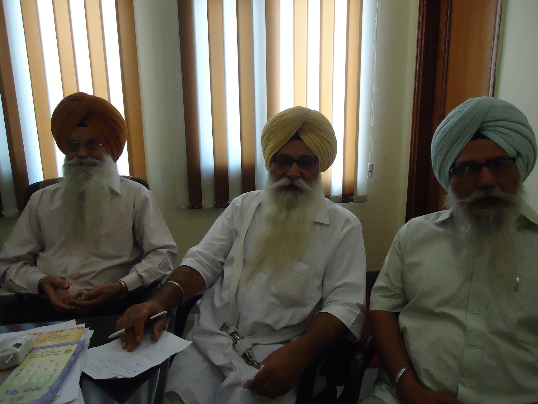 Piara Singh, Waryam Singh and Baldev Singh Sandhu while talking to Mediapersons in a press conference