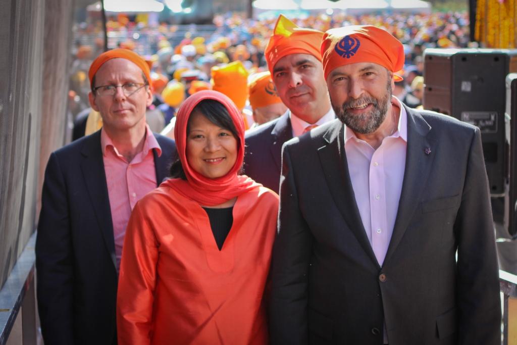 Tom Mulcair, the leader of NDP, with others